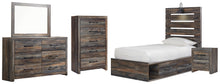 Load image into Gallery viewer, Drystan Twin Panel Bed with 4 Storage Drawers with Mirrored Dresser, Chest and Nightstand