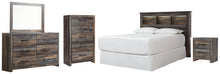 Load image into Gallery viewer, Drystan Queen/Full Bookcase Headboard Bed with Mirrored Dresser, Chest and Nightstand