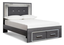Load image into Gallery viewer, Lodanna Queen Panel Bed with 2 Storage Drawers with Mirrored Dresser