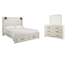 Load image into Gallery viewer, Cambeck King Panel Bed with 2 Storage Drawers with Mirrored Dresser