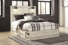Load image into Gallery viewer, Cambeck Queen Panel Bed with 4 Storage Drawers with Mirrored Dresser