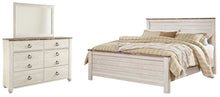 Load image into Gallery viewer, Willowton California King Panel Bed with Mirrored Dresser