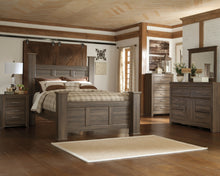 Load image into Gallery viewer, Juararo Queen Poster Bed with Mirrored Dresser, Chest and Nightstand