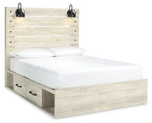Load image into Gallery viewer, Cambeck Queen Panel Bed with 2 Storage Drawers with Mirrored Dresser and Nightstand