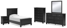 Load image into Gallery viewer, Lanolee Twin Panel Bed with Mirrored Dresser, Chest and Nightstand