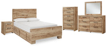 Load image into Gallery viewer, Hyanna Full Panel Bed with Storage with Mirrored Dresser, Chest and Nightstand