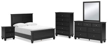 Load image into Gallery viewer, Lanolee Full Panel Bed with Mirrored Dresser, Chest and Nightstand
