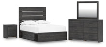 Load image into Gallery viewer, Hollivern Full Panel Bed with Storage with Mirrored Dresser and Nightstand
