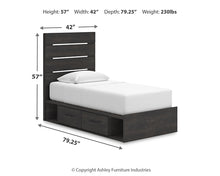 Load image into Gallery viewer, Hollivern Twin Panel Bed with Storage with Mirrored Dresser