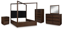 Load image into Gallery viewer, Dilenno Queen Canopy Bed with Mirrored Dresser, Chest and Nightstand