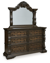 Load image into Gallery viewer, Maylee King Canopy Bed with Mirrored Dresser