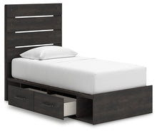 Load image into Gallery viewer, Hollivern Twin Panel Storage Bed with Mirrored Dresser