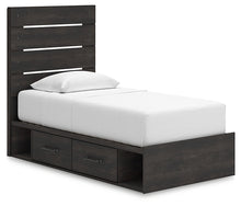 Load image into Gallery viewer, Hollivern Twin Panel Storage Bed with Mirrored Dresser