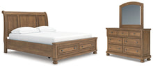 Load image into Gallery viewer, Feddinger California King Storage Sleigh Bed with Mirrored Dresser