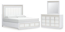 Load image into Gallery viewer, Chalanna King Upholstered Storage Bed with Mirrored Dresser