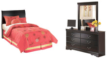Load image into Gallery viewer, Huey Vineyard Twin Sleigh Headboard Bed with Mirrored Dresser
