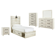 Load image into Gallery viewer, Cambeck Twin Panel Bed with 4 Storage Drawers with Mirrored Dresser, Chest and Nightstand