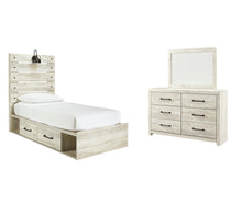 Load image into Gallery viewer, Cambeck Twin Panel Bed with 4 Storage Drawers with Mirrored Dresser