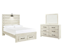 Load image into Gallery viewer, Cambeck Full Panel Bed with 2 Storage Drawers with Mirrored Dresser