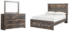 Load image into Gallery viewer, Drystan Full Bookcase Bed with 2 Storage Drawers with Mirrored Dresser