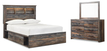 Load image into Gallery viewer, Drystan Full Bookcase Bed with 4 Storage Drawers with Mirrored Dresser