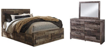 Load image into Gallery viewer, Derekson Queen Panel Bed with 6 Storage Drawers with Mirrored Dresser