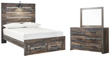 Load image into Gallery viewer, Drystan Full Panel Bed with 2 Storage Drawers with Mirrored Dresser