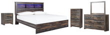 Load image into Gallery viewer, Drystan King Panel Bookcase Bed with Mirrored Dresser, Chest and Nightstand