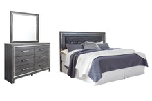 Load image into Gallery viewer, Lodanna King/California King Upholstered Panel Headboard Bed with Mirrored Dresser