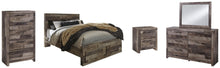 Load image into Gallery viewer, Derekson Queen Panel Bed with 2 Storage Drawers with Mirrored Dresser, Chest and Nightstand