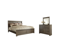 Load image into Gallery viewer, Juararo King Panel Bed with Mirrored Dresser