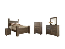 Load image into Gallery viewer, Juararo Queen Poster Bed with Mirrored Dresser, Chest and Nightstand