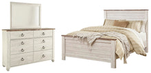 Load image into Gallery viewer, Willowton Queen Panel Bed with Mirrored Dresser