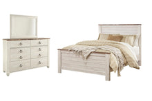 Load image into Gallery viewer, Willowton Queen Panel Bed with Mirrored Dresser