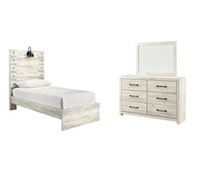 Load image into Gallery viewer, Cambeck Twin Panel Bed with Mirrored Dresser