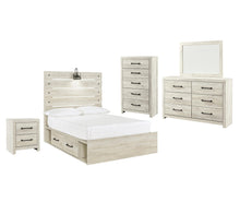 Load image into Gallery viewer, Cambeck Full Panel Bed with 4 Storage Drawers with Mirrored Dresser, Chest and Nightstand