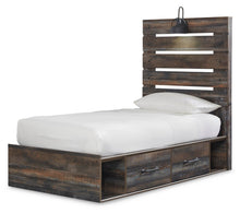 Load image into Gallery viewer, Drystan Twin Panel Bed with 4 Storage Drawers with Mirrored Dresser
