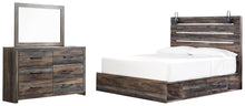 Load image into Gallery viewer, Drystan King Panel Bed with 2 Storage Drawers with Mirrored Dresser