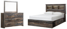 Load image into Gallery viewer, Drystan Queen Bookcase Bed with 2 Storage Drawers with Mirrored Dresser