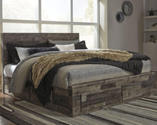 Load image into Gallery viewer, Derekson King Panel Bed with 6 Storage Drawers with Mirrored Dresser