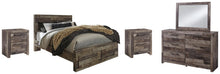 Load image into Gallery viewer, Derekson Queen Panel Bed with 2 Storage Drawers with Mirrored Dresser, Chest and Nightstand