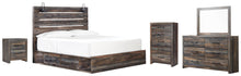 Load image into Gallery viewer, Drystan King Panel Bed with 4 Storage Drawers with Mirrored Dresser, Chest and Nightstand