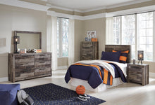 Load image into Gallery viewer, Derekson Twin Panel Headboard Bed with Mirrored Dresser, Chest and Nightstand