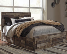 Load image into Gallery viewer, Derekson Queen Panel Bed with 4 Storage Drawers with Mirrored Dresser, Chest and Nightstand