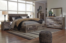Load image into Gallery viewer, Derekson King Panel Bed with 4 Storage Drawers with Mirrored Dresser, Chest and Nightstand