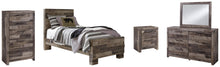 Load image into Gallery viewer, Derekson Twin Panel Bed with Mirrored Dresser, Chest and Nightstand