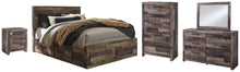 Load image into Gallery viewer, Derekson Queen Panel Bed with 6 Storage Drawers with Mirrored Dresser, Chest and Nightstand