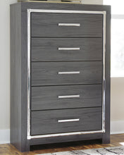 Load image into Gallery viewer, Lodanna Full Upholstered Panel Headboard Bed with Mirrored Dresser, Chest and Nightstand