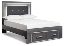 Load image into Gallery viewer, Lodanna King Panel Bed with 2 Storage Drawers with Mirrored Dresser