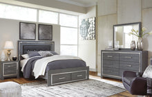 Load image into Gallery viewer, Lodanna Queen Panel Bed with 2 Storage Drawers with Mirrored Dresser